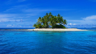 Small island palm trees ocean 10 - the middle of the ocean free wallpaper