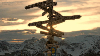 Mountain signs sunset horizon ocean - it in front free wallpaper