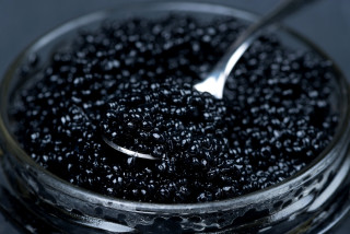 Spoon bowl black caviar tabletop - a bowl free wallpaper
