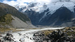 River valley mountains rocks snowcapped - antoine ignace melling free wallpaper