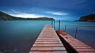 Dock mountain water night sky - derold page free wallpaper