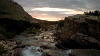 River rocky valley sunset cloudy - alexander brook free wallpaper