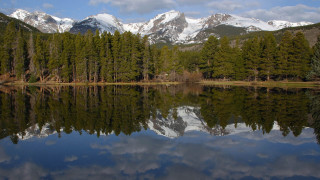 Mountain range reflection lake forest 12 - ansel adams free wallpaper