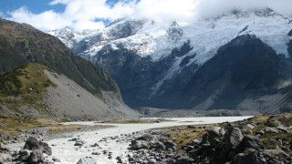 River valley mountains rocks grass - free winter wallpaper