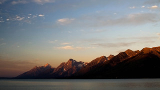 Mountain lake sky clouds dusk - a matte painting free wallpaper for desktop
