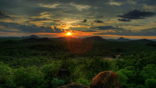 Sunset forest mountain cloud rock - a rock free wallpaper