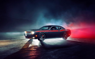 Black red car night fog - the car free wallpaper