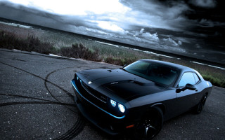 Black sports car ocean cloudy 2 - cloud and grass free wallpaper