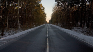 Snowy road trees city lights - berlin secession free wallpaper