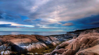Rocky beach water cloudy sky 3 - a rocky beach free wallpaper