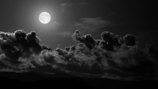 Full moon clouds mountains black 3 - free 3d render wallpaper