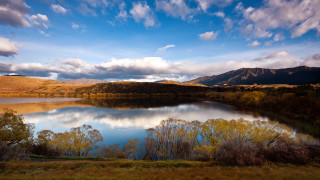 Lake mountains cloudy sky trees 6 - the sky and trees free wallpaper
