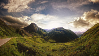Mountain range road cloudy sky 4 - scenic free wallpaper