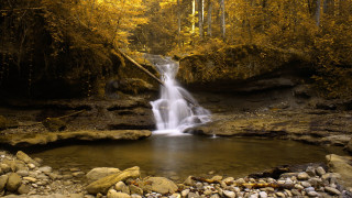 Waterfall forest rocks stream impressionist - a waterfall in a forest free wallpaper