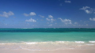Beach sky clouds water boat - impressionist free wallpaper