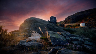 Rocky mountain house sunset pink - a small house free wallpaper