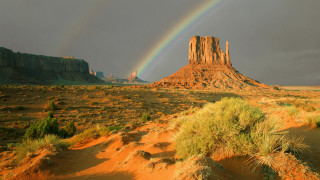 Rainbow desert mountain autumn fire - beautiful landscape free wallpaper