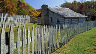 Wooden cabin fence autumn nature - alson s. clark free wallpaper