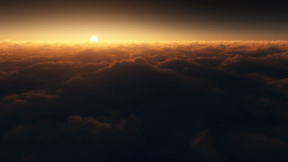 Sunset plane clouds dusk horizon - volumetric lighting free wallpaper for desktop