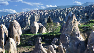 Mountain rocks clouds landscape bird - art free wallpaper