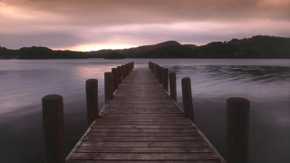 Lake mountain dock sunset clouds - lake free wallpaper