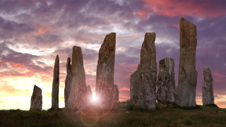 Mystical landscape ruins sunset sky - mystical free wallpaper