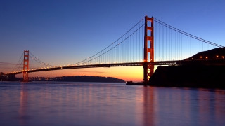 Bridge water sunset clouds mountain - a bridge free wallpaper