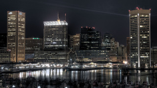 City skyline night river bridge 8 - a bridge in the foreground free wallpaper
