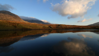 Lake mountains grass cloudy sky 4 - cloudy free wallpaper