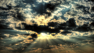 Cloudy sky sunrays boat ocean - crepuscular ray free wallpaper
