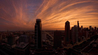 City skyline sunset clouds buildings - a few building free wallpaper