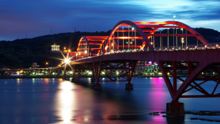 Night lit bridge mountain city - dong yuan free wallpaper