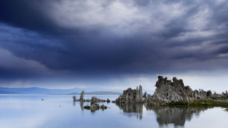 Lake rocks mountains sky cityscape - ansel adams free wallpaper