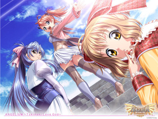 Anime girls rooftop blue sky - one girl free wallpaper