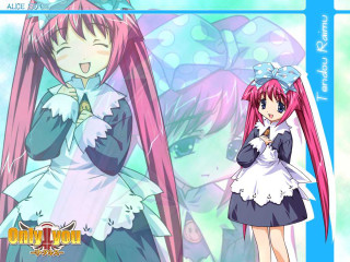Pink haired girl blue dress 2 - another girl free wallpaper