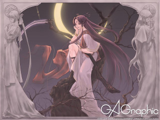 Woman sitting tree fullmoon anime - a full moon in the background free wallpaper