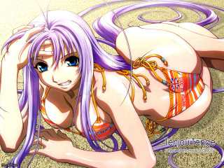 Purple hair bikini woman eizan - a hose free wallpaper