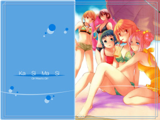 Beach girls bathing suits blue - color scheme free wallpaper