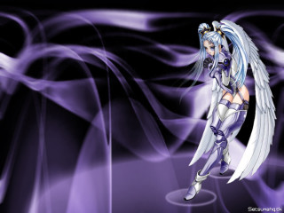 White haired angel wings fantasy - white hair free wallpaper