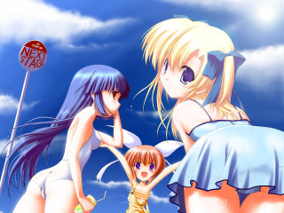 Beach girls rayonism anime blonde - a group of women free wallpaper