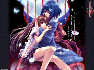 Anime couple moon stars hug - a caption free wallpaper