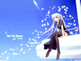 Starry ledge girl umbrella blue - the sky behind her free wallpaper