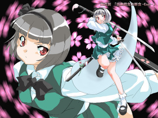 Girl green dress sword flower - a green dress holding free wallpaper