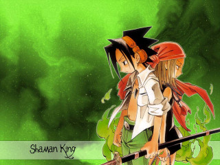 Anime characters guns green sky - a green background free wallpaper