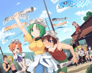 Group people flags kites 5girls - a crowd of people free wallpaper