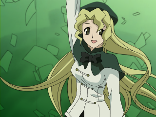 Blonde woman sword hat smile - a sword free wallpaper
