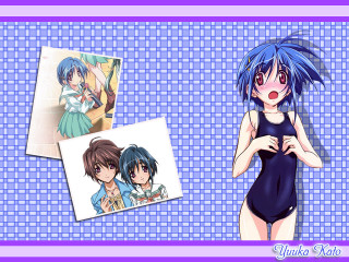 Blue haired girls school swimsuit - blue hair free wallpaper
