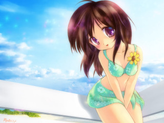Woman bikini flower sky sunflowers - her hand and a sky background free wallpaper