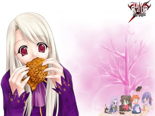 Girl whitehair cookie purplecoat pinkbg - a cookie free wallpaper