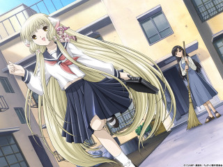 Blonde girl school uniform twins - a sidewalk next free wallpaper